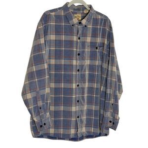 Red Head Brand Co Corduroy Button Front Shirt Mens Plaid Blue XXL bv